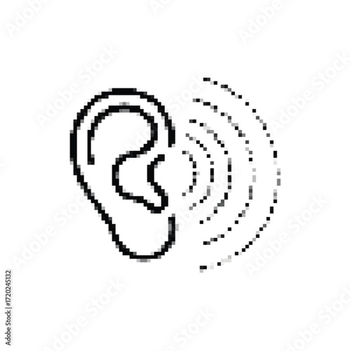 Listening and hearing illustration displaying the sense of hearing and listening comprehension for medical education