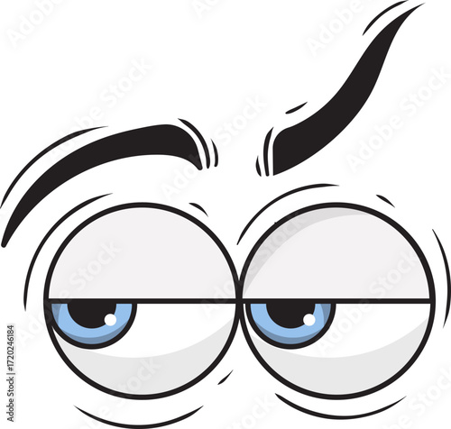Cartoon Eyes with a Suspicious Expression and Raised Eyebrows.