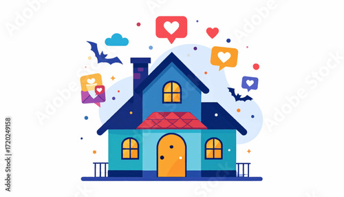 Cozy Home with Social Media Elements A Celebration of Connection and Community