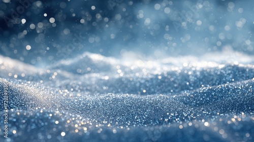 sparkling glittering blue winter snowscape background