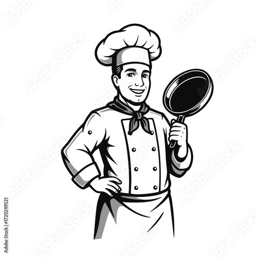 Kitchen Utensils in Cooking Pot Silhouette for Culinary and Food Branding