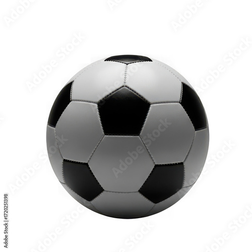 Classic black and white soccer ball front view textured surface sports equipment