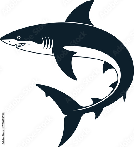 Great White Shark Silhouette Vector Graphic Illustration