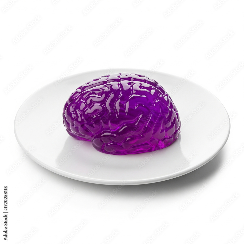 Fototapeta premium A purple gelatin brain isolated on white
