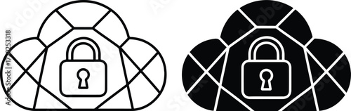 Cloud Lock Icon, Secure Data Storage Symbol