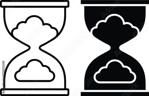 Cloud Hourglass Icon, Time Storage Symbol
