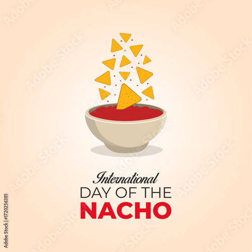 International Day of the Nacho with Tortilla Chips and Salsa. 21 October, Holiday concept. Template for background with banner, poster and card. Vector illustration.