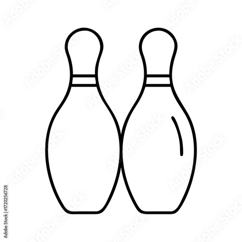 Vector art of two bowling pins standing side by side, , line art illustration