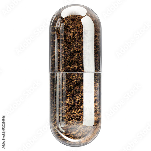 Castor (Eranda) Seeds in Clear Transparent Capsule Isolated on White Background