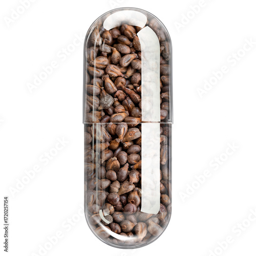 Grape Seed Extract in Clear Transparent Capsule Isolated PNG White Background
