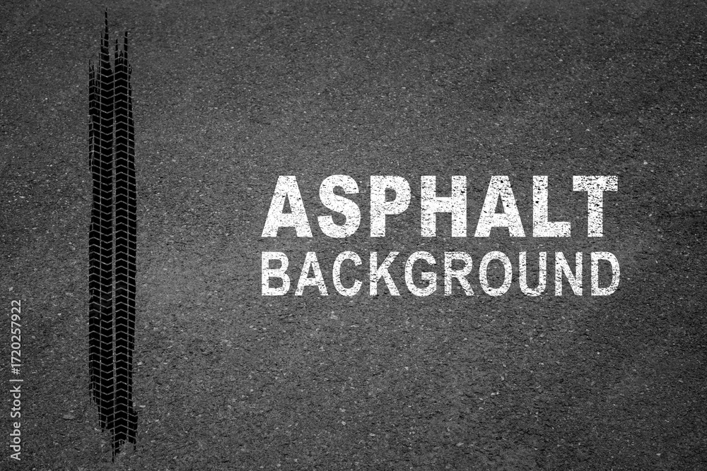 Fototapeta premium Asphalt road with yellow cracked lane marking, concrete highway surface, texture. Street traffic line, road dividing strip. Pattern with grainy structure, grunge stone background. Vector illustration