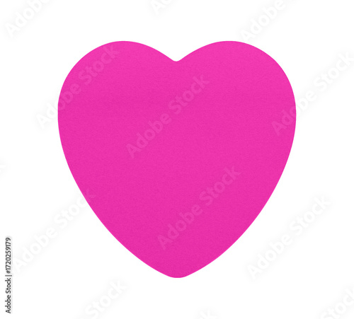 Heart-shaped Pink Post-It note on a white background, great for personal messages, organization, or fun decorations. Features a clean, blank surface for writing.
