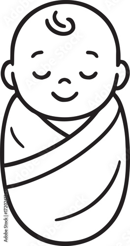 Sweet Slumber: A serene sketch of a swaddled infant, peacefully asleep, radiating tranquility and innocence. The delicate lines and simplicity create a feeling of pure joy and evoke warmth.
