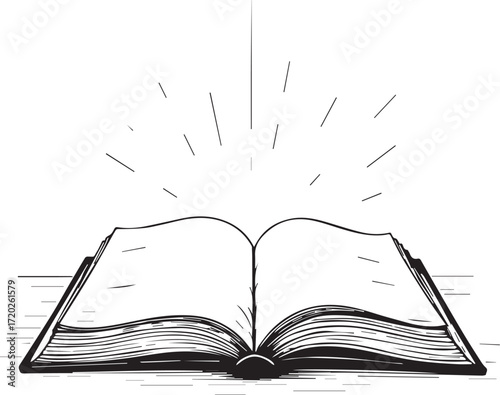 Revealing Knowledge: A simple illustration of an open book radiating light, symbolizing learning and discovery.