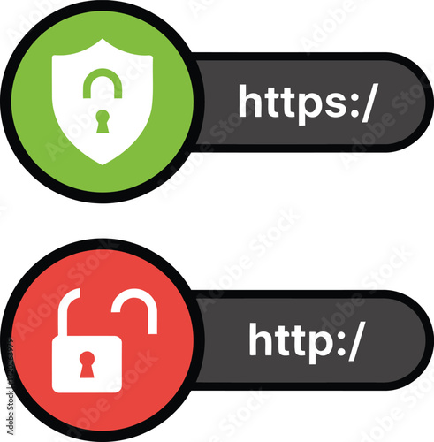 Secure https vs insecure http connection icons