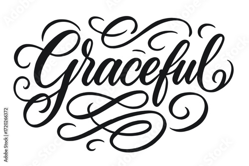 Elegant Calligraphy Design. “Graceful”. Elegant modern calligraphy lettering with bold and saturated thick