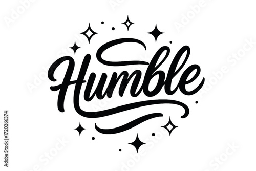 Humble Hand Lettering. “Humble”. modern hand lettering, smooth curves, balanced composition, clear readable