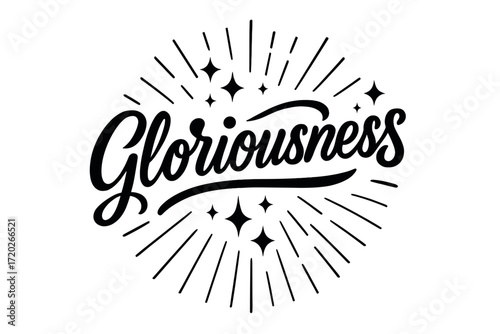 Radiant Letter Art. “Gloriousness”. modern hand lettering, smooth curves, balanced composition, clear readable