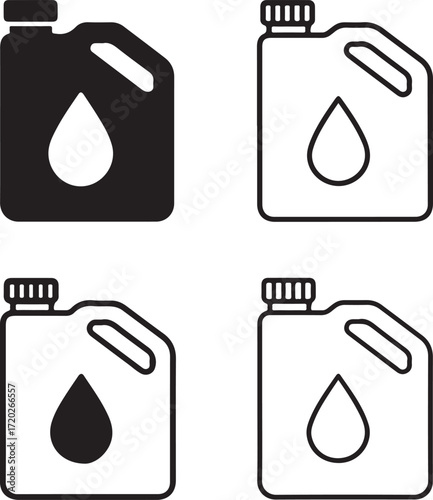 Motor oil icon set, automotive liquid design, machine oil vector, motor oil service symbol, lubrication container, mechanic supply, professional minimal pack