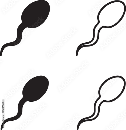 Spermatozoon sperm icon set, fertility health design, spermatozoon sperm vector, biology reproduction symbol, medical anatomy, science illustration, professional minimal pack