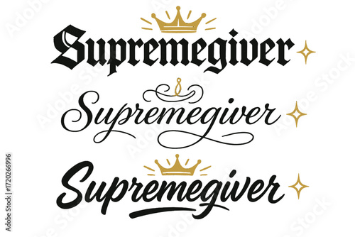 Supremegiver Calligraphy Variations. Supremegiver. Create a calligraphy lettering illustration of the phrase: