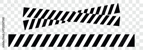 Yellow and Black Diagonal Safety Lines. High-contrast hazard warning design for road signs, construction zones, and safety alerts. Ideal for danger zones, caution. Yellow caution crime scene tapes 3d