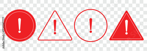 Caution, danger and warning signs . attention vector icon. exclamation mark icon in red circle and triangle shape. Caution icon, exclamation mark, warning signs. Warning sign icon in flat and line 