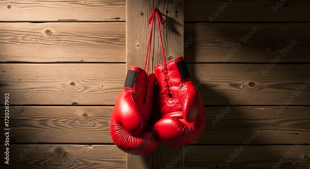 custom made wallpaper toronto digitalMinimal boxing gloves hanging on wooden wall with soft light creating dramatic sports aesthetic