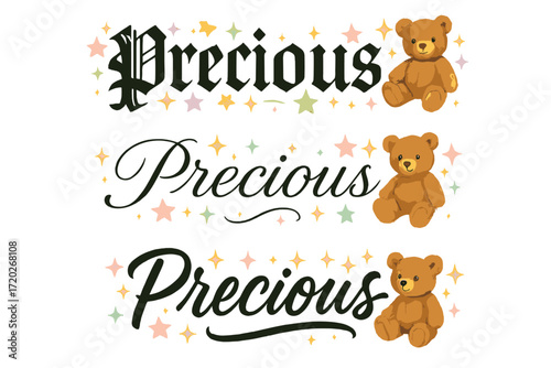 Precious Calligraphy Variations. Precious. Create a calligraphy lettering illustration of the phrase: Precious