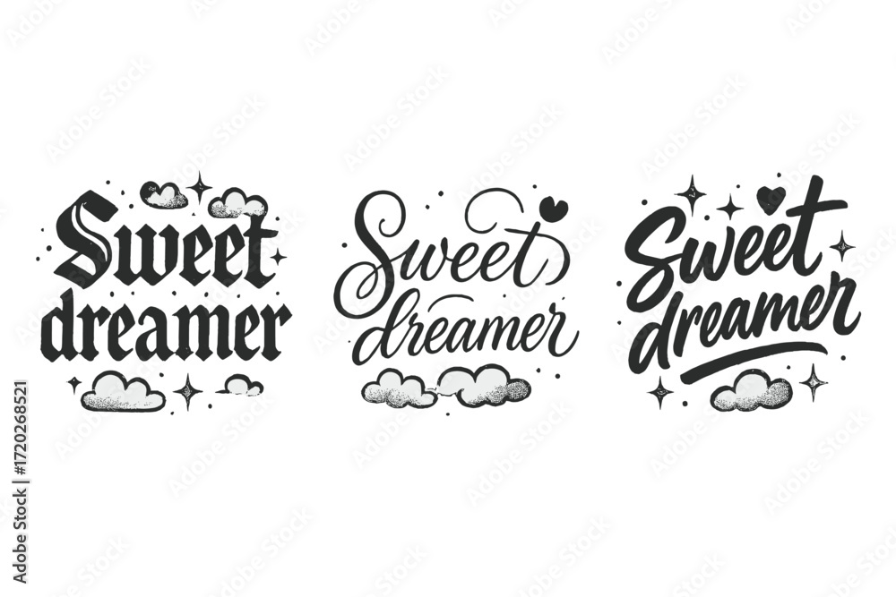 Obraz premium Sweet Dreamer Calligraphy. Sweet dreamer. Create a calligraphy lettering illustration of the phrase: Sweet