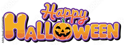 happy halloween font logo design