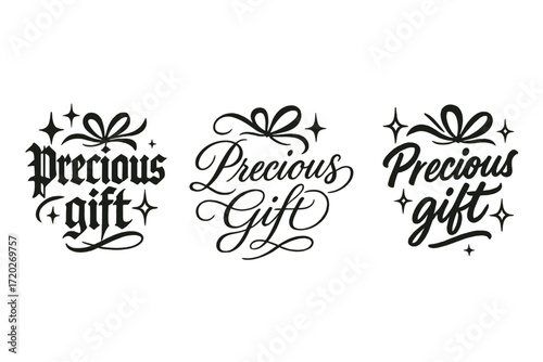 Precious Gift Typography. Precious gift. Create a calligraphy lettering illustration of the phrase: Precious