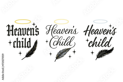Heaven's Child Calligraphy. Heaven’s child. Create a calligraphy lettering illustration of the phrase:
