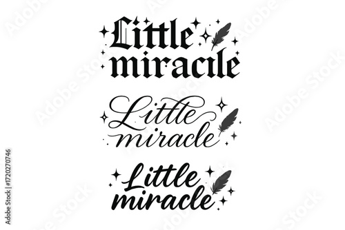 Calligraphic Typography Art. Little miracle. Create a calligraphy lettering illustration of the phrase: Little