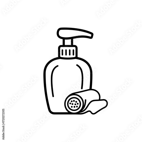 Soap dispenser with roll of paper towels and pump design  