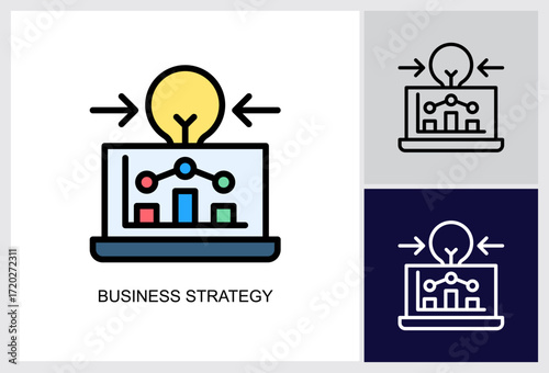 Business Strategy icon Multi Style Vector Illustration 