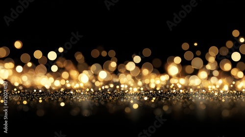 stunning golden bokeh lights shimmering on black background perfect for holiday celebrations or adding festive sparkle to your designs