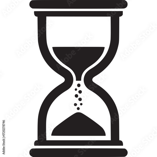 Hourglass icon isolated on white background, a symbol of time, deadline, and countdown, representing the passage of time and urgency in a simple design