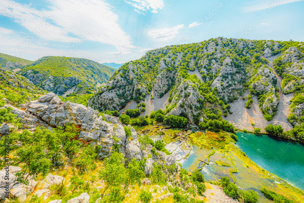 Fototapeta premium Kudin most or Kudin bridge on Krupa river in Croatia in Velebit National park
