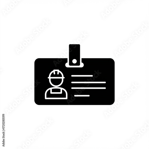 Contractor badge with worker illustration and blank information fields  