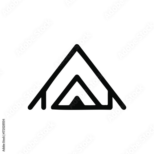 Minimalist Tent Shelter Vector Design Adventure and Escape with Outdoor Camping