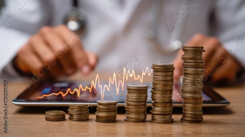 doctor reviewing healthcare costs graph