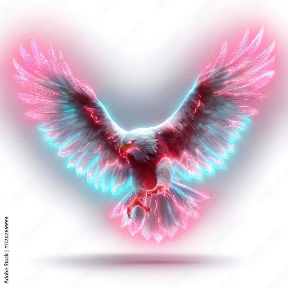 Obraz premium Eagle in flight glowing wings