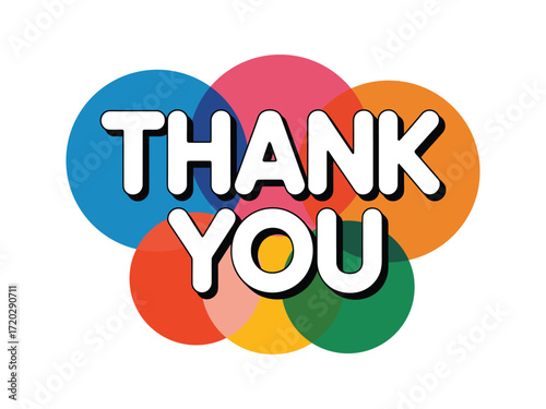 Thank You text with overlapping colorful circles lettering