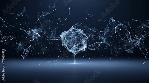 Abstract Digital Network Visualizing Connection Nodes in a Blue Futuristic Environment