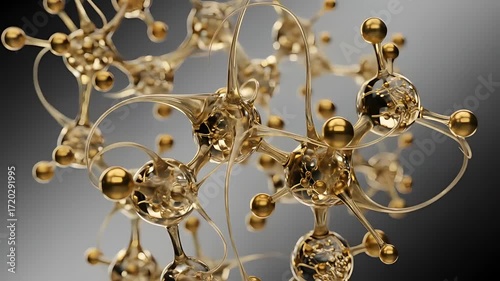 Abstract Golden Molecular Structure on a Gradient Background with Soft Lighting