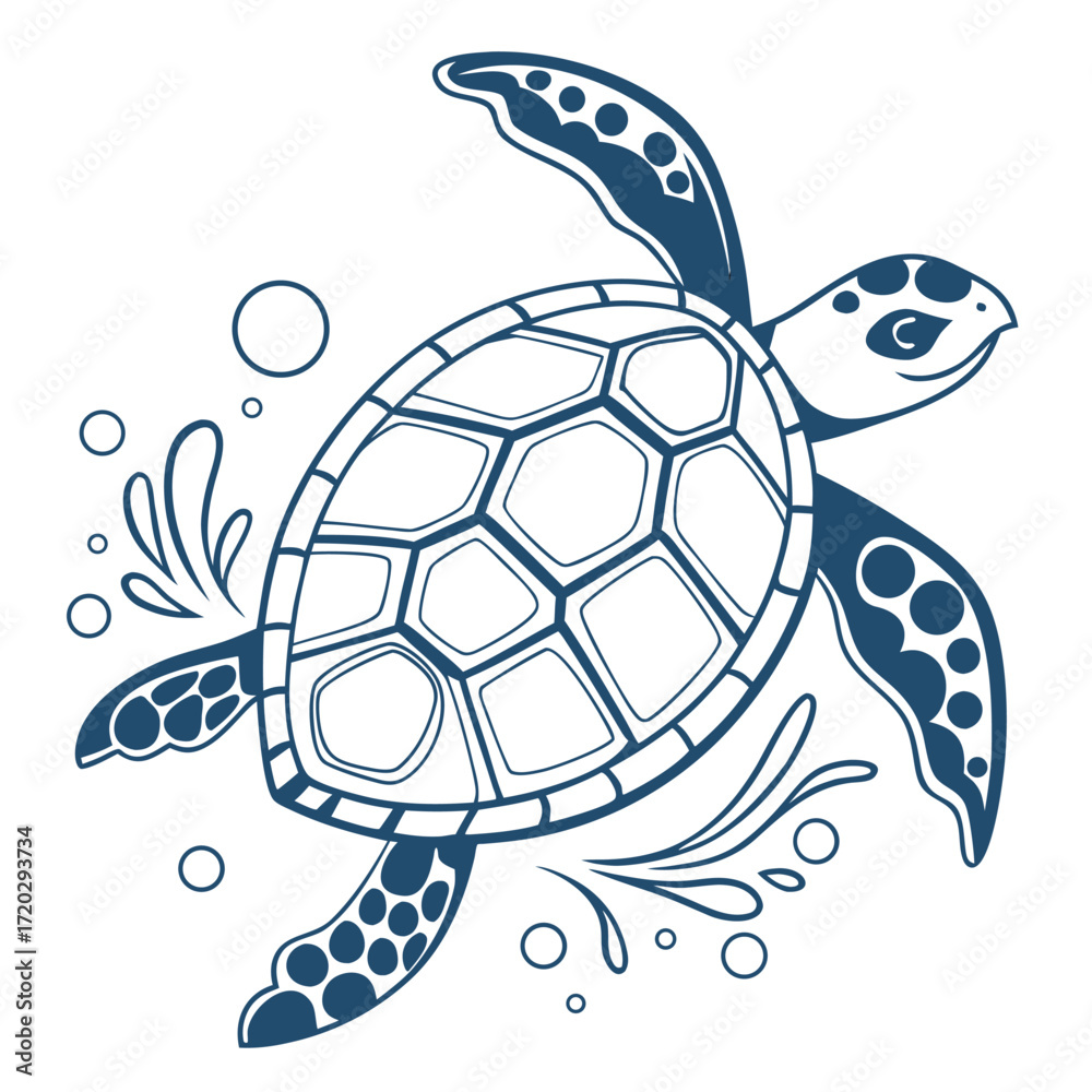 Naklejka premium vector illustration of turtle, Colorful turtle, Vector art turtle, Vector Design, Turtle Design, Vector Graphic
