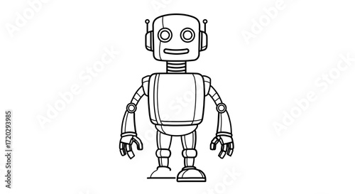 Illustration of a cute robot with a friendly face, perfect for childrens books