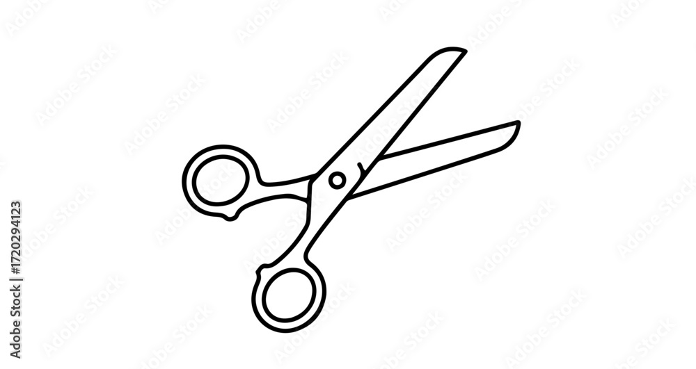Fototapeta premium Illustration of open scissors, a simple and clean design for various creative projects