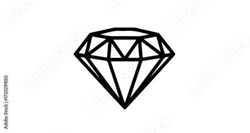 Simple and elegant diamond line art illustration, a classic symbol of luxury and beauty